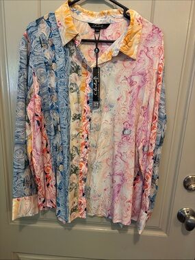Charlie B Multicolor Marble-Print Long-Sleeve Shirt - Multicolor